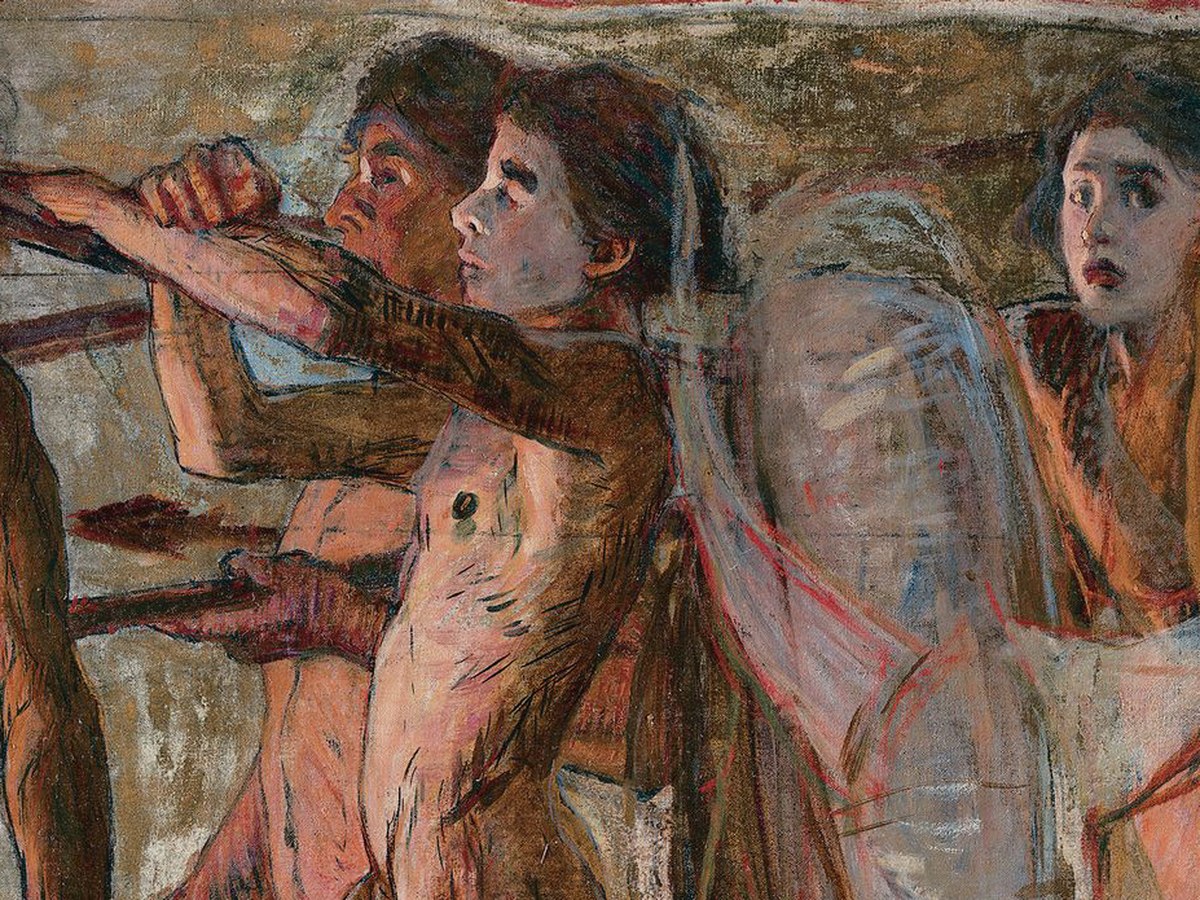 青木繁「海の幸」（1904年）中央の女性・福田タネのディテール