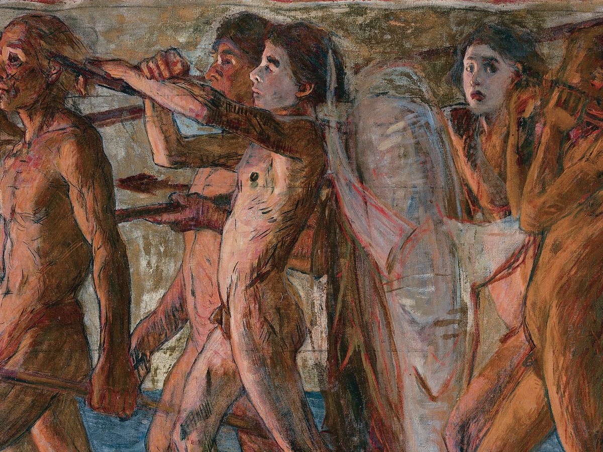 青木繁「海の幸」（1904年）漁師たちの行列のディテール——アーティゾン美術館所蔵