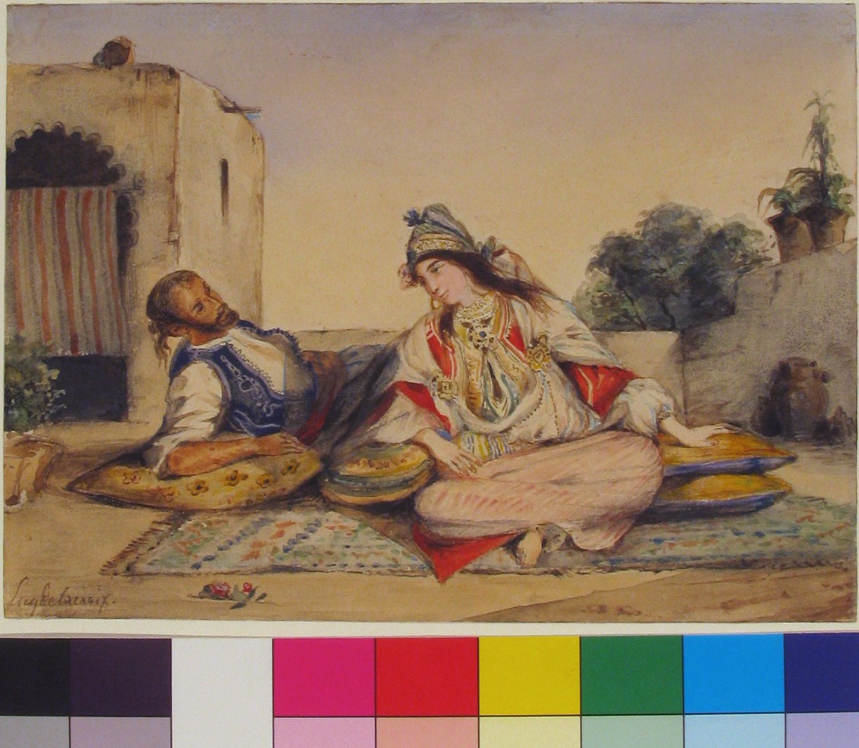 タンジェの市場スケッチ(1832年)——ドラクロワが北アフリカ旅行で残したスケッチ。モロッコの光と色彩が後の東洋主義作品の源泉となった