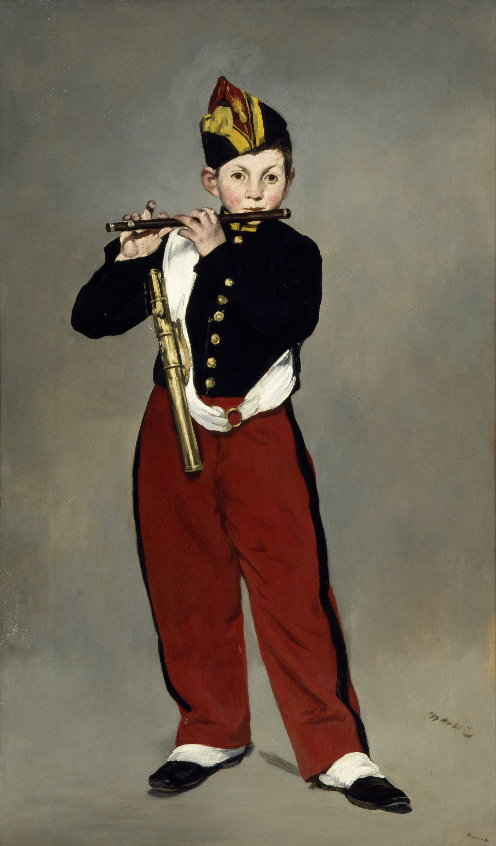 マネ「笛を吹く少年」（1866年）オルセー美術館——浮世絵的な平坦さと力強いシルエット