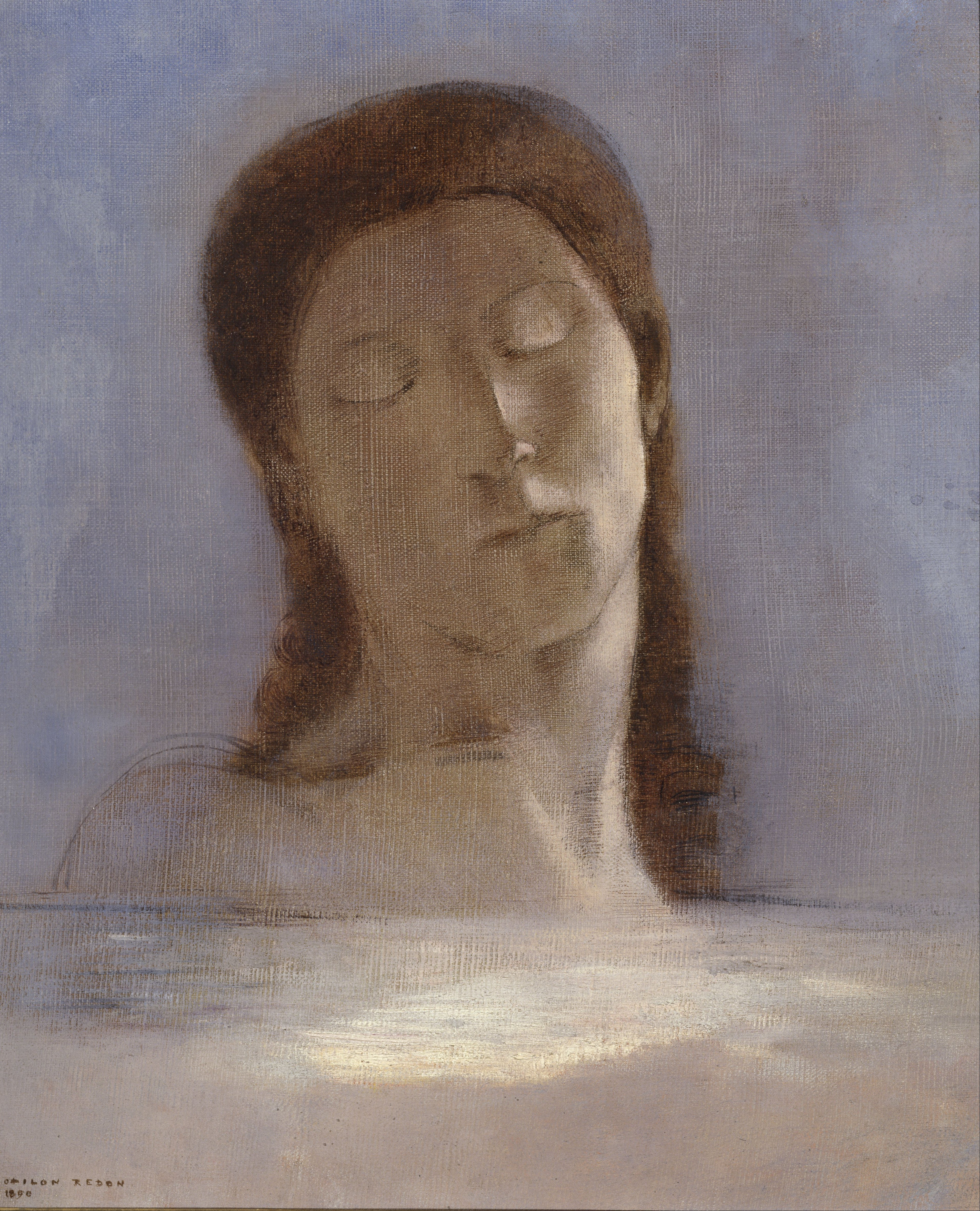 オディロン・ルドン「閉じた目(Les Yeux clos)」(1890年)パリ・オルセー美術館所蔵