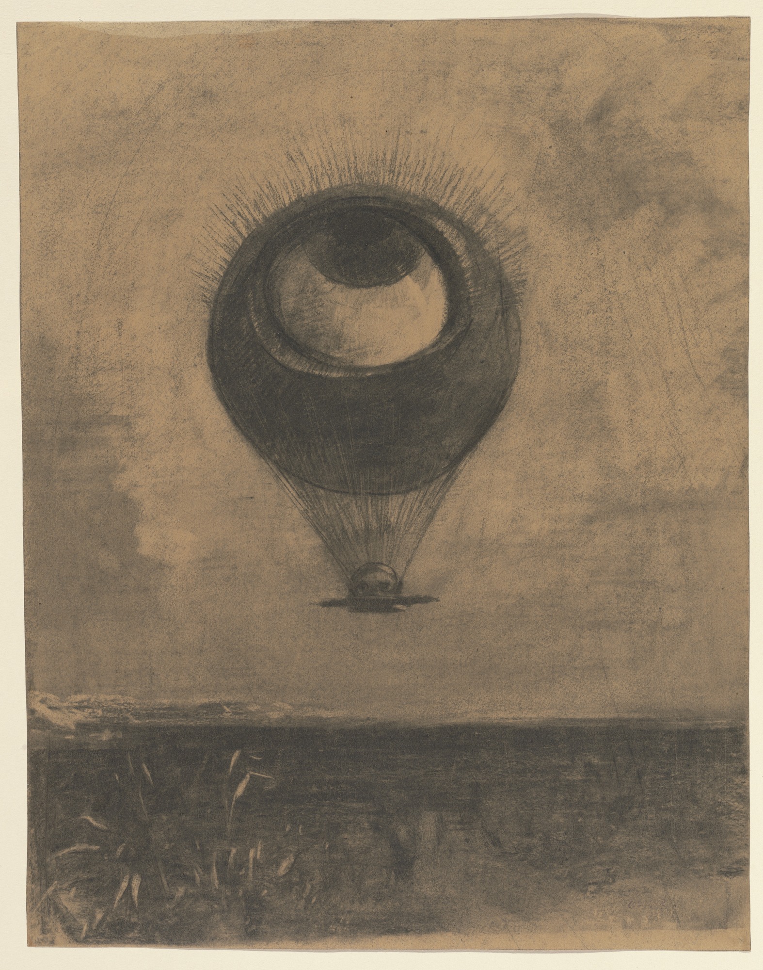 ルドン「眼球気球(L'Œil-ballon)」(1878年)——炭素画・リトグラフの「黒の時代」出発点となった初期の傑作