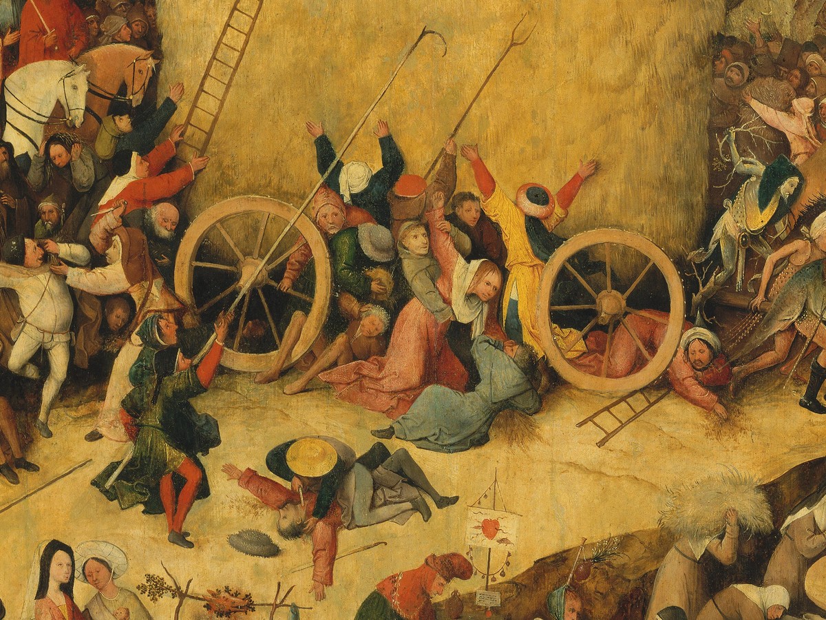 ヒエロニムス・ボス「干し草の車」（1516年頃）干し草を奪い合う群衆のディテール