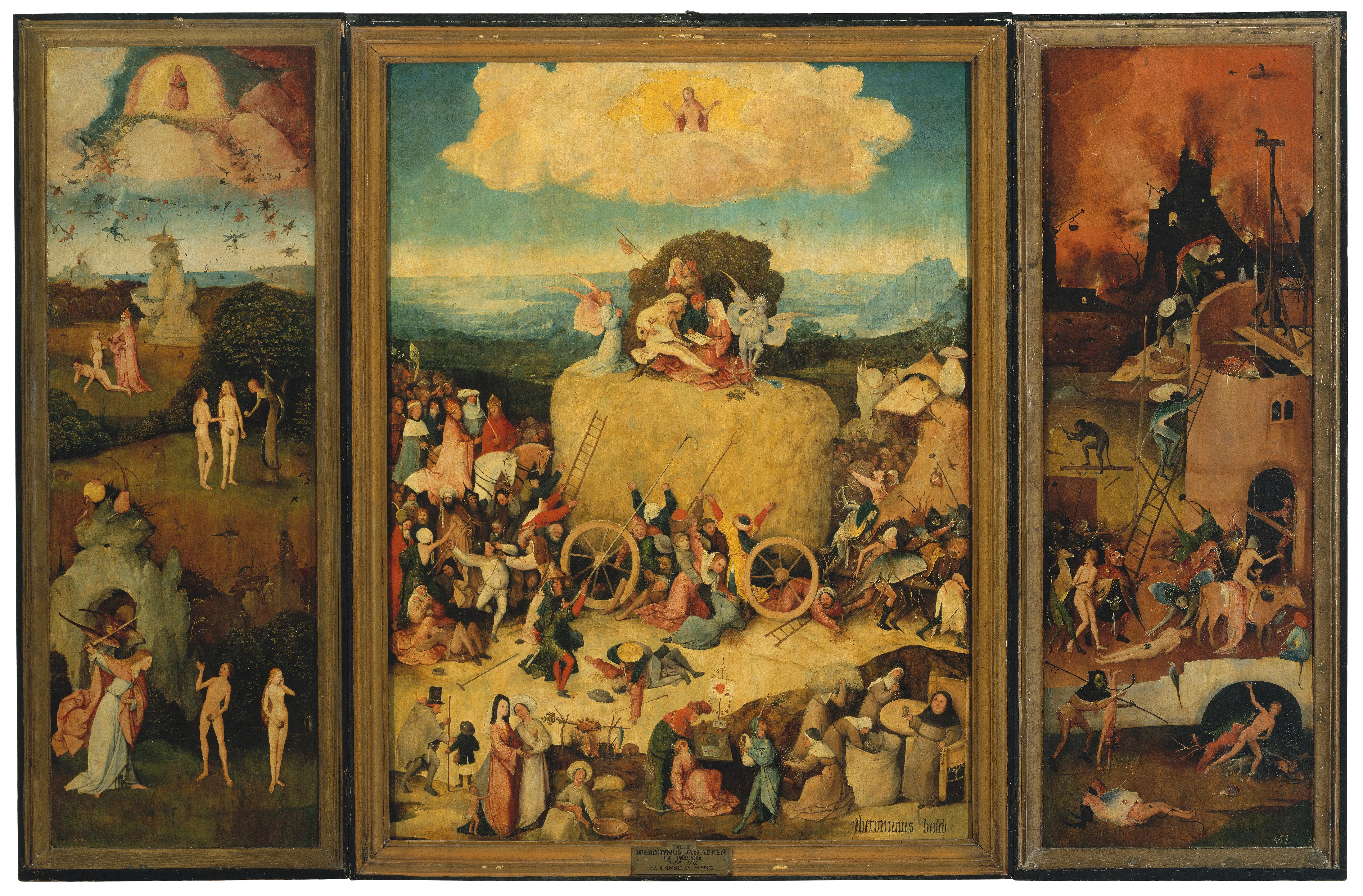 ヒエロニムス・ボス「干し草の車」（1516年頃）マドリード・プラド美術館所蔵