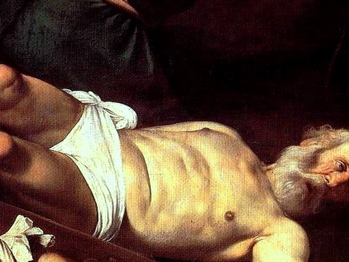 カラヴァッジョ「聖ペテロの磔刑」——ペテロの顔のディテール