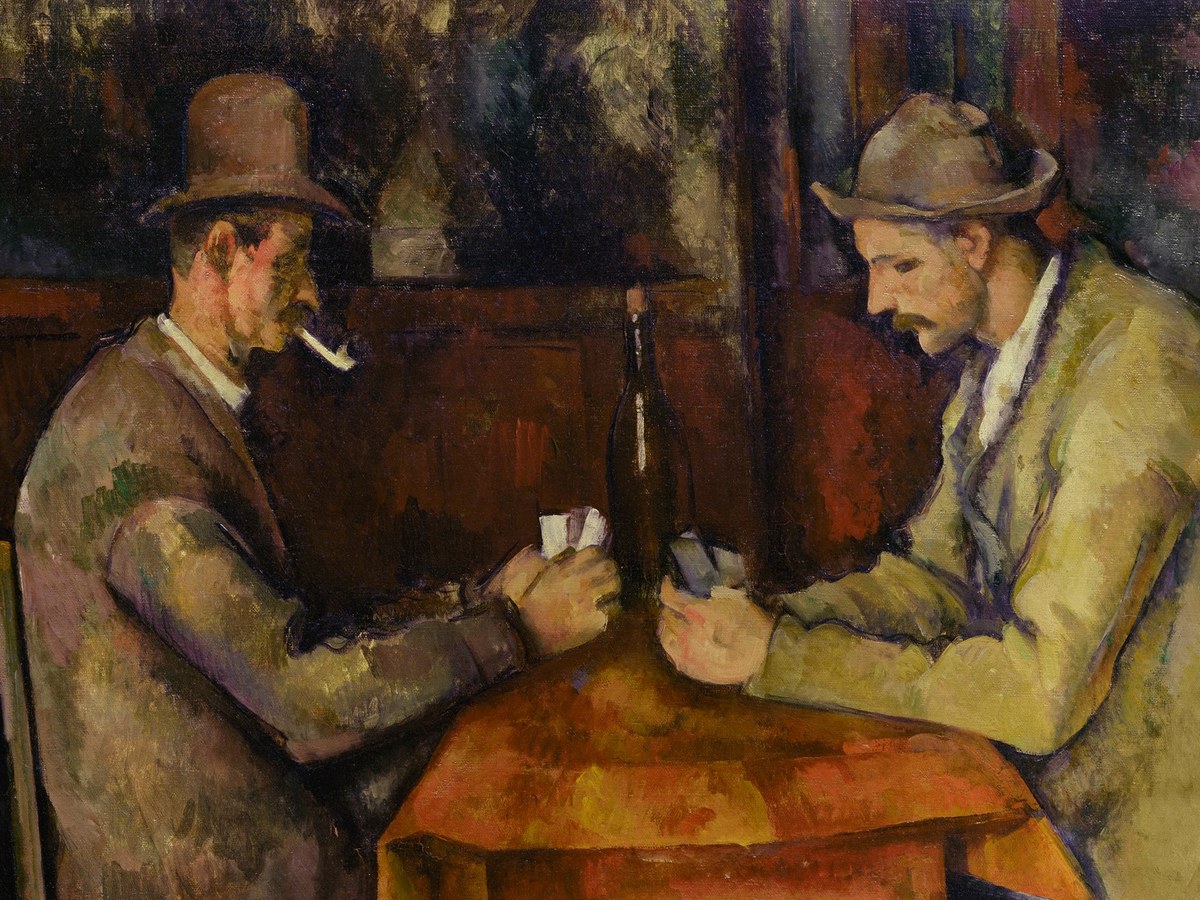 ポール・セザンヌ「カード遊びをする人々」（1894-1895年頃）——2人の農夫の対峙の詳細