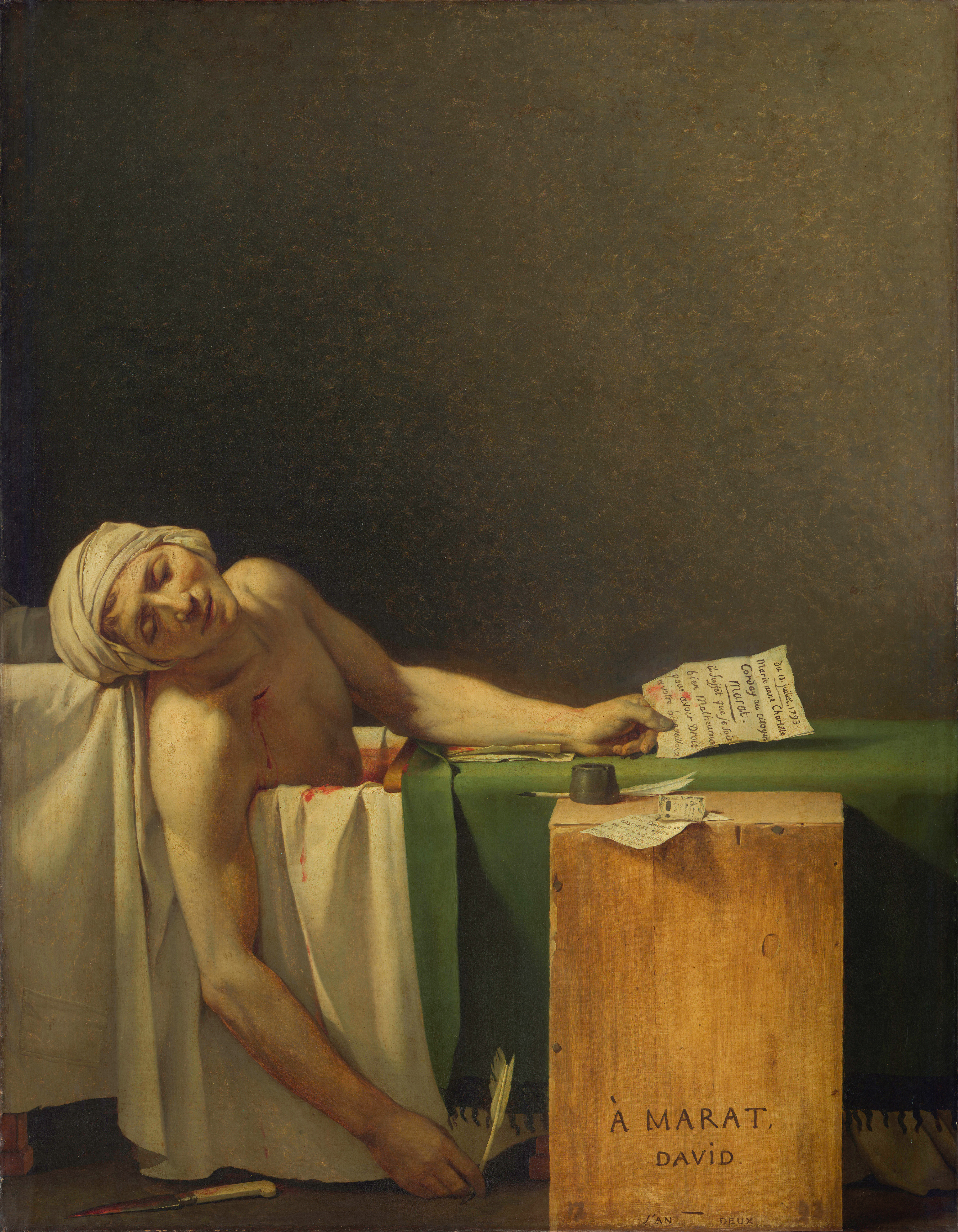 ジャック=ルイ・ダヴィッド「マラーの死」(1793年)ベルギー王立美術館所蔵