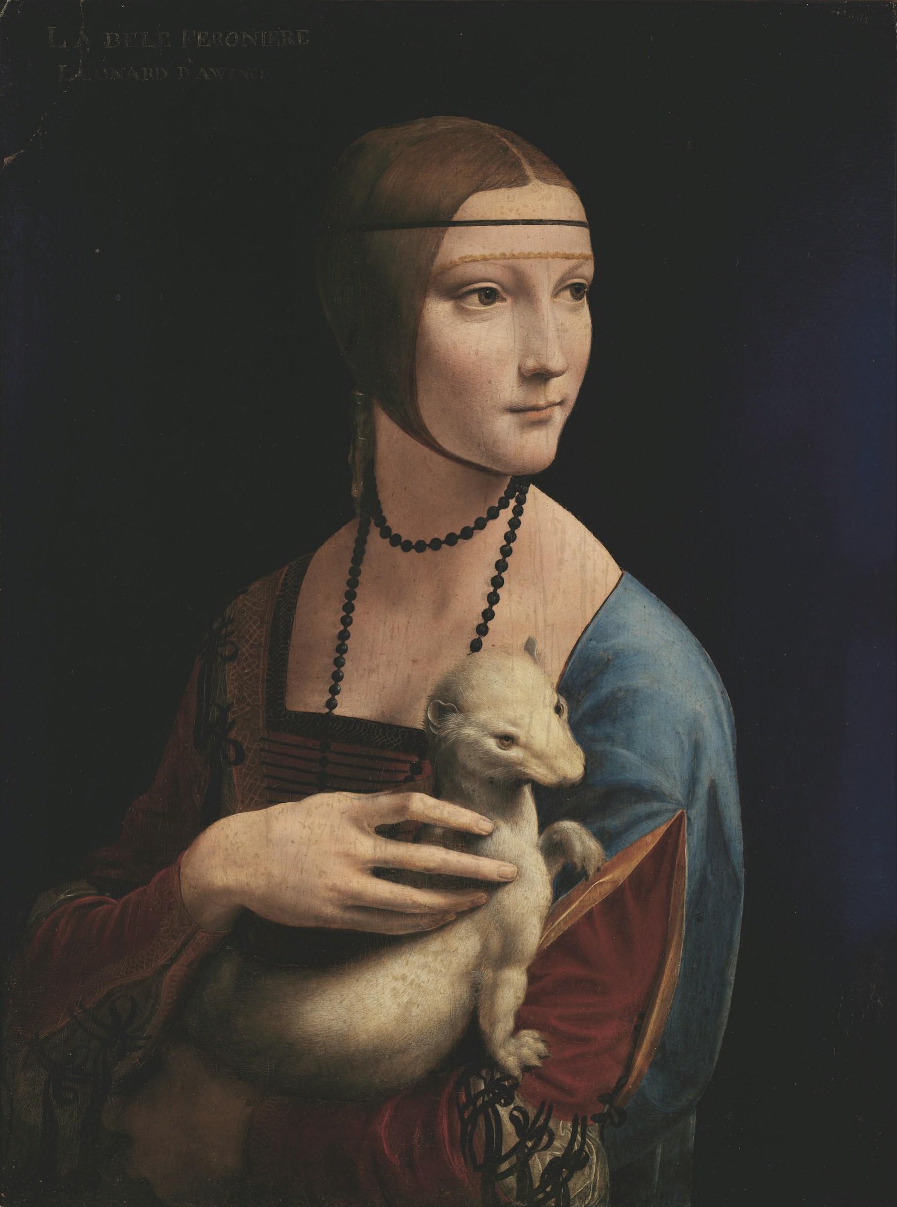 レオナルド・ダ・ヴィンチ「白貂を抱く貴婦人」(1489〜1490年頃)クラクフ・チャルトリスキ美術館所蔵