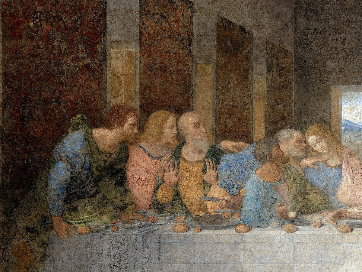 ダ・ヴィンチ「最後の晩餐」左グループのディテール