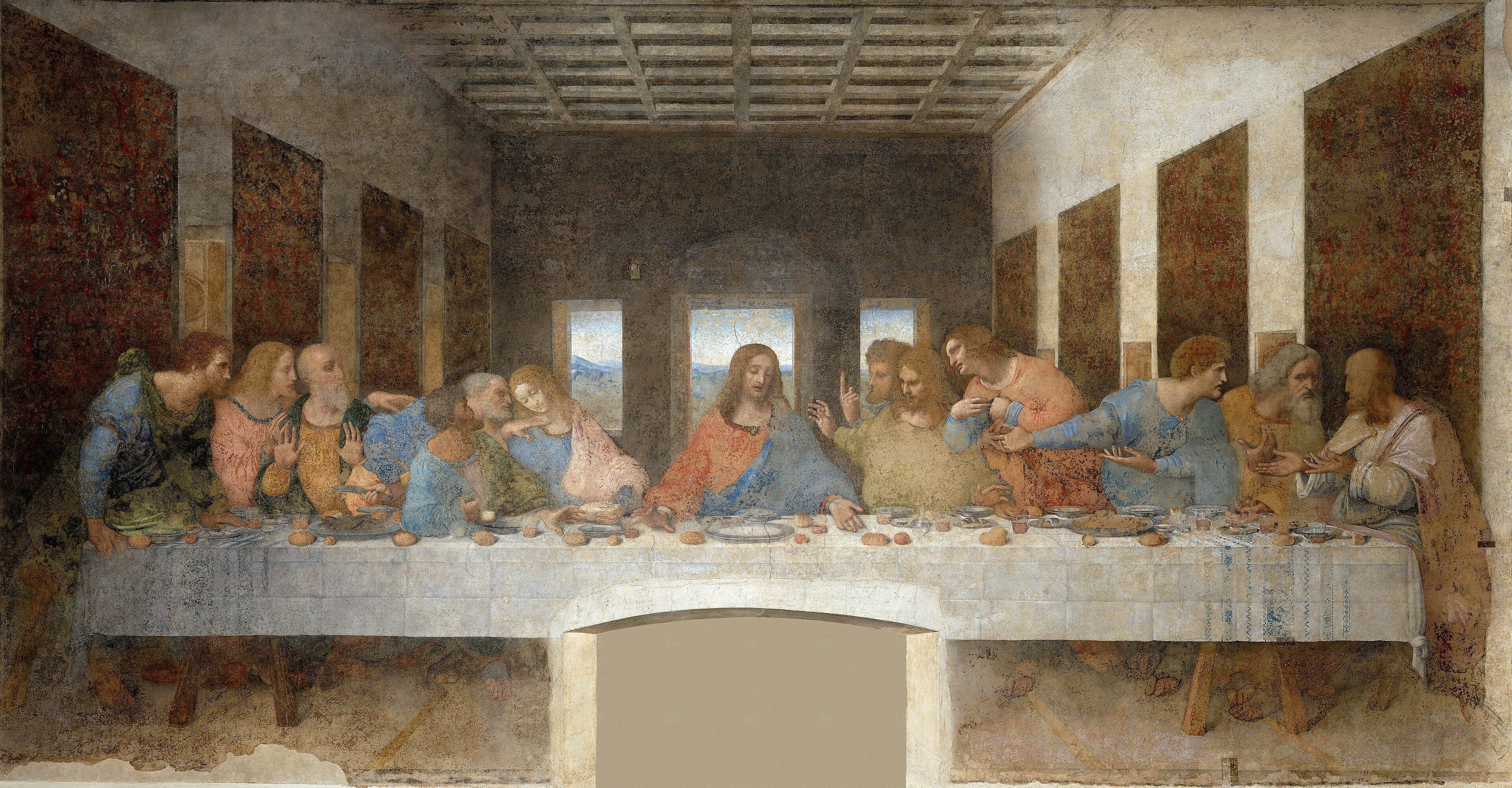 レオナルド・ダ・ヴィンチ「最後の晩餐」(1495〜98年)ミラノ・サンタ・マリア・デッレ・グラツィエ修道院食堂所蔵