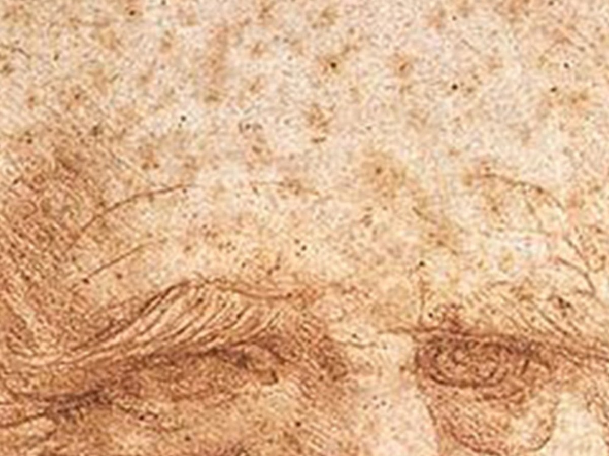レオナルド・ダ・ヴィンチ「自画像」(1510〜15年頃)額と眉のディテール