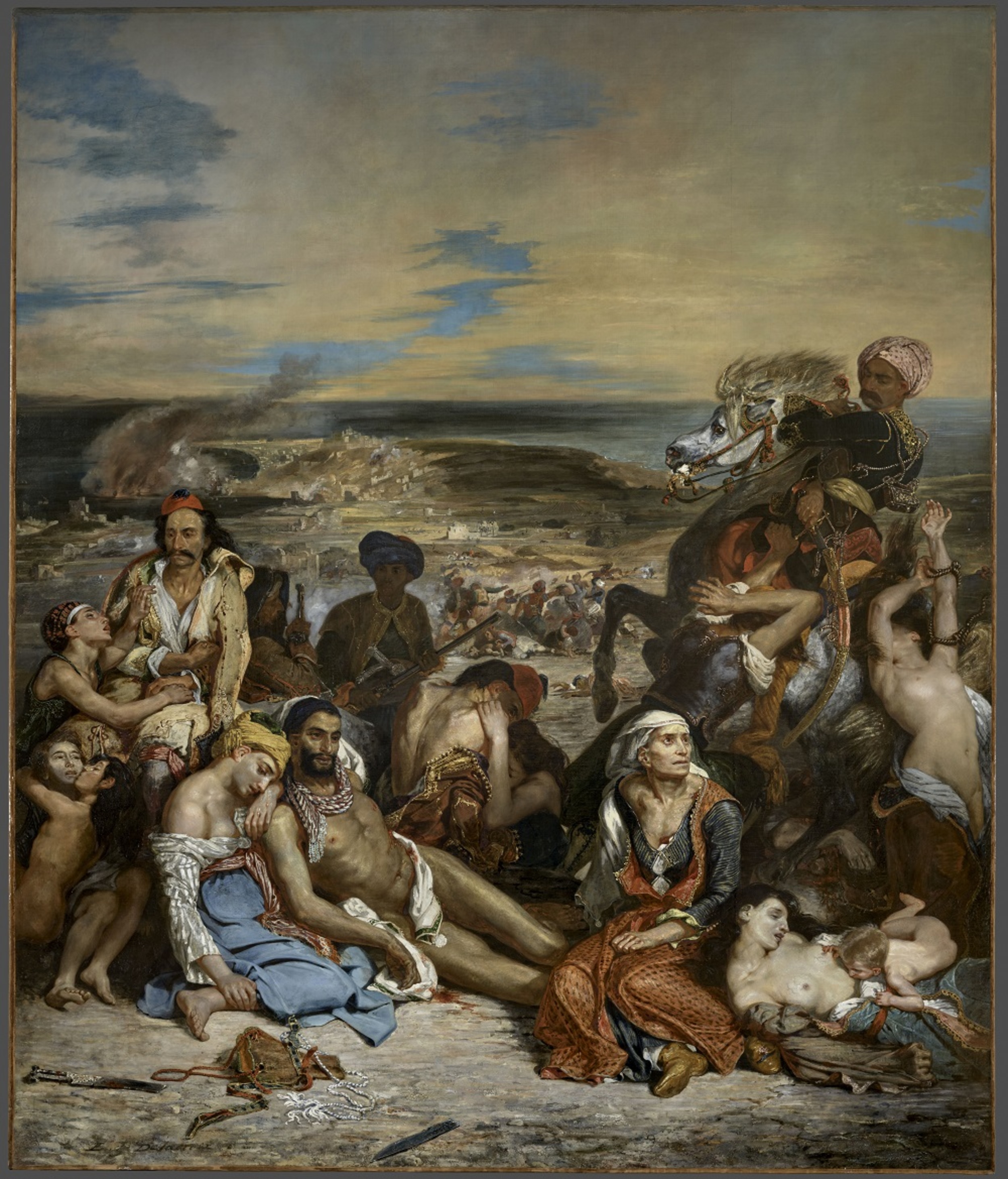 ウジェーヌ・ドラクロワ「キオス島の虐殺」(1824年)パリ・ルーヴル美術館所蔵