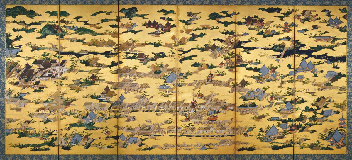 狩野永徳「洛中洛外図屏風（上杉本）」（国宝、16世紀）右隻——米沢市上杉博物館蔵