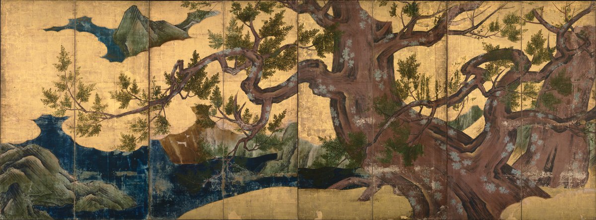 狩野永徳「檜図屏風」（1590年頃、国宝）——東京国立博物館蔵
