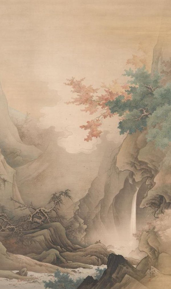 橋本雅邦「白雲紅樹」（1890年）紙本著色 265.8×159.3cm 重要文化財 東京藝術大学美術館蔵