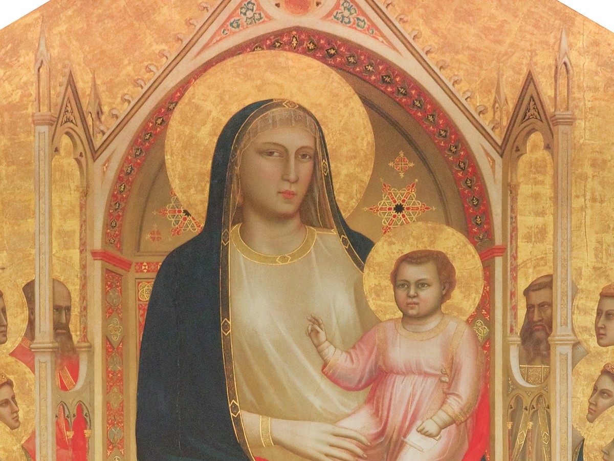 ジョット「オンニサンティの聖母」(1310年頃)ウフィツィ美術館所蔵——聖母と幼子キリストの中央部ディテール