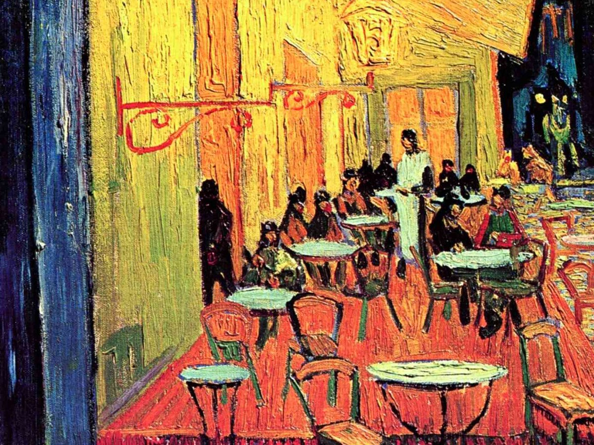 ゴッホ「アルルの夜のカフェテラス」ディテール——光と影の境界