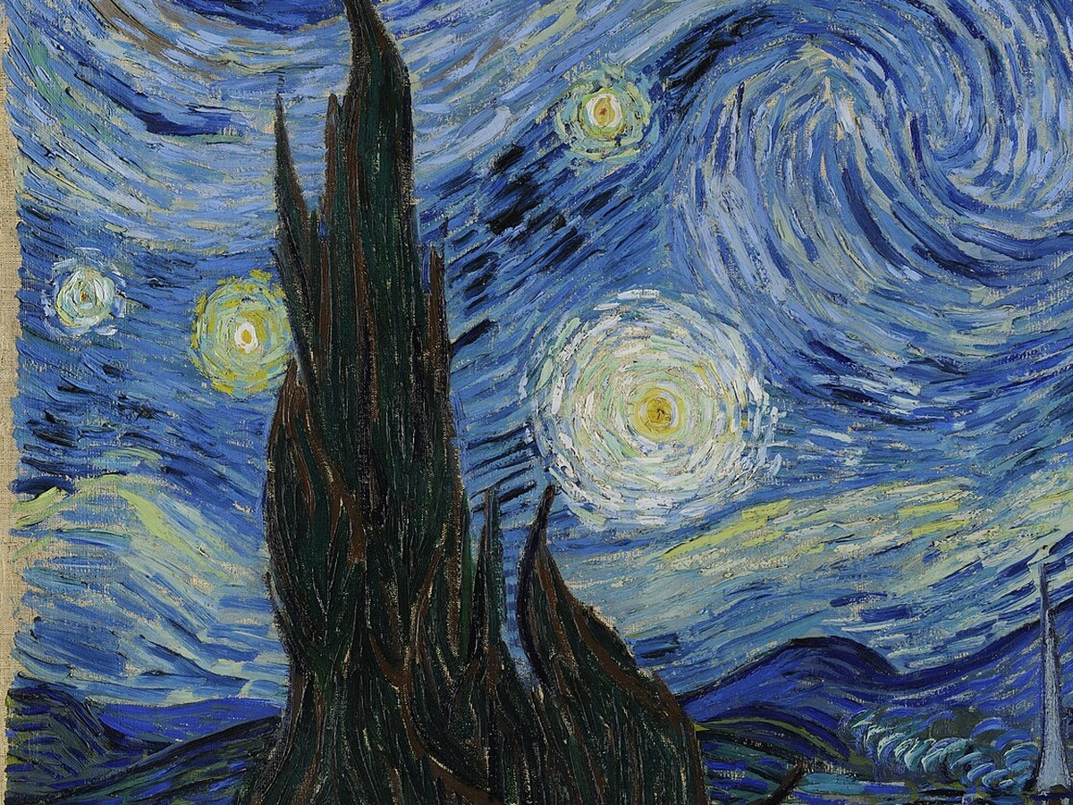 ゴッホ「星月夜」糸杉のディテール——地上と天空を繋ぐ暗い炎