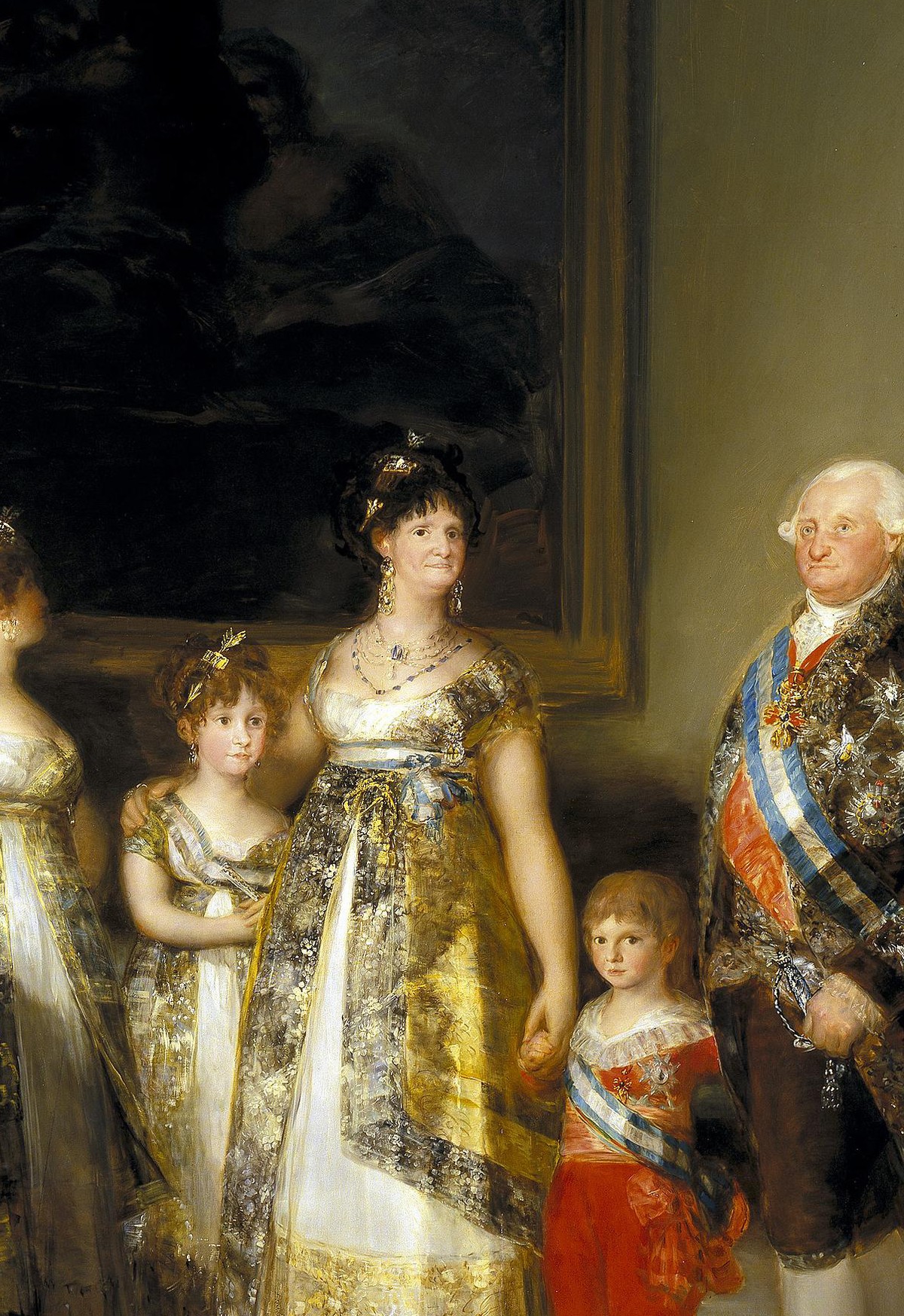 フランシスコ・デ・ゴヤ「カルロス4世の家族」(1800〜1801年)中央部拡大——王妃マリア・ルイサとカルロス4世