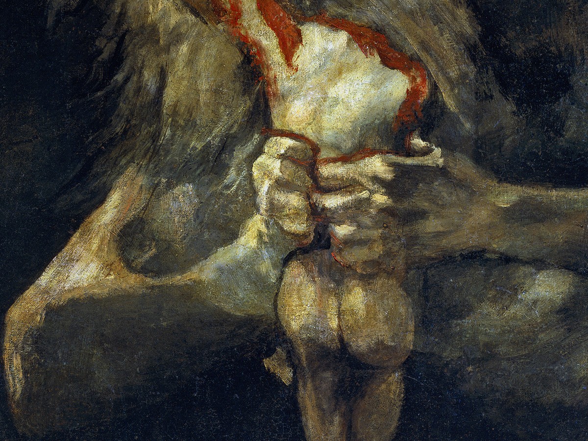 フランシスコ・デ・ゴヤ「我が子を食らうサトゥルヌス」(1820〜1823年頃)手と犠牲者のディテール
