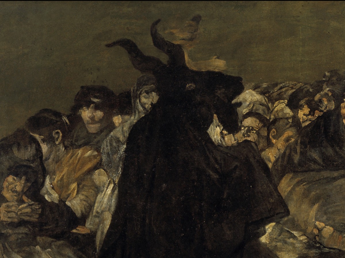 ゴヤ「魔女の集会」——中央に立つ巨大な黒い山羊（悪魔）のディテール