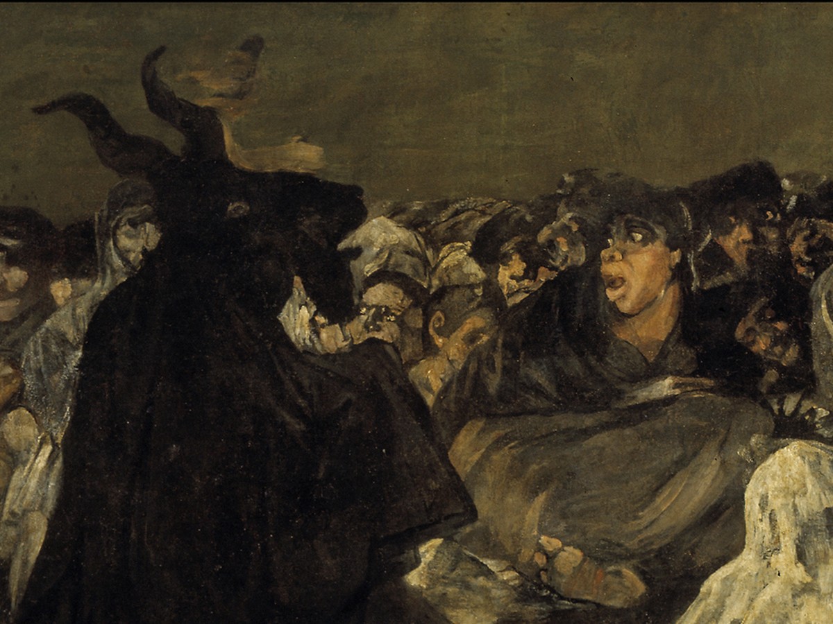ゴヤ「魔女の集会」——山羊を囲む魔女たちの歪んだ顔のディテール
