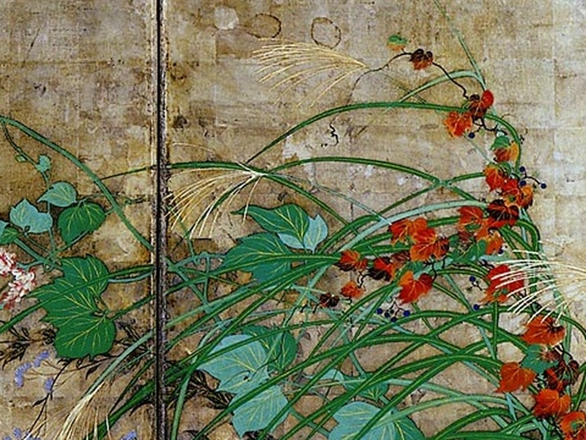 酒井抱一「夏秋草図屏風」左隻——月光に照らされた秋草のディテール