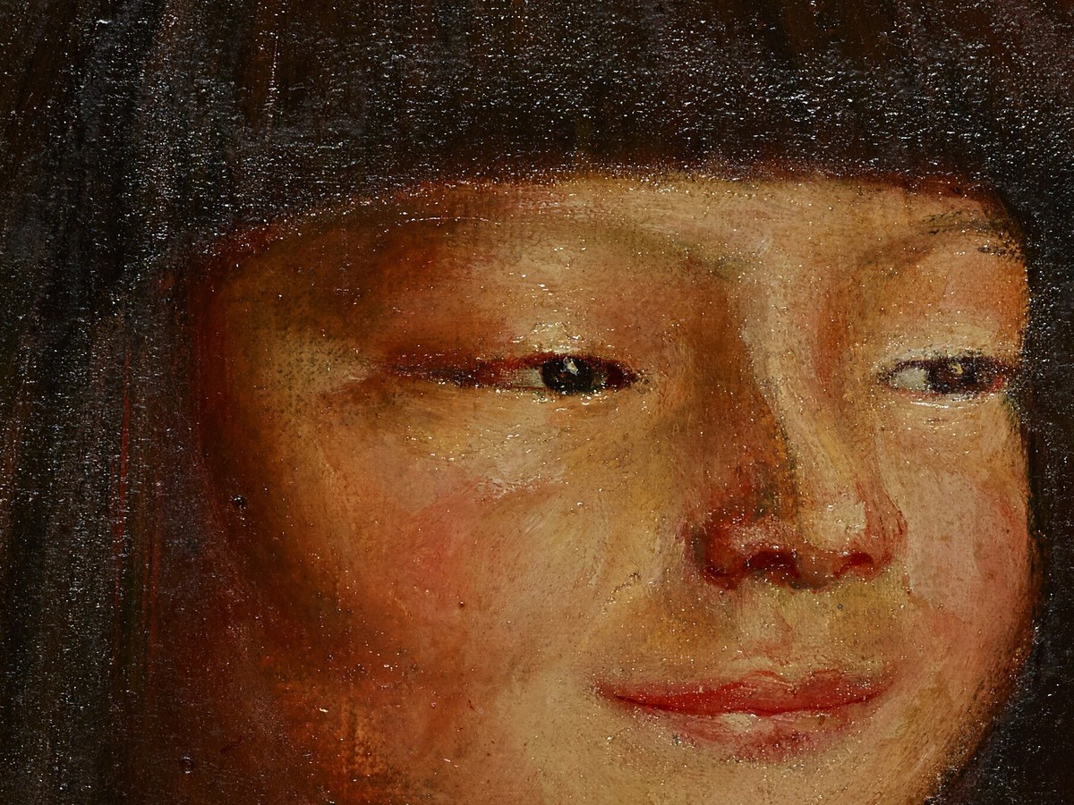 岸田劉生「麗子像(麗子微笑)」(1921年)麗子の微笑みのディテール