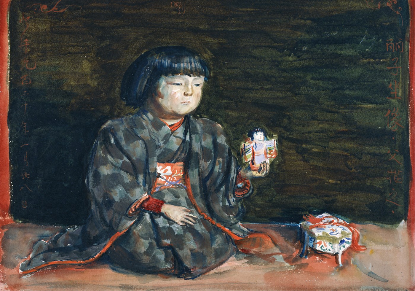 岸田劉生「人形を持てる麗子の像」(1920年)アーティゾン美術館所蔵