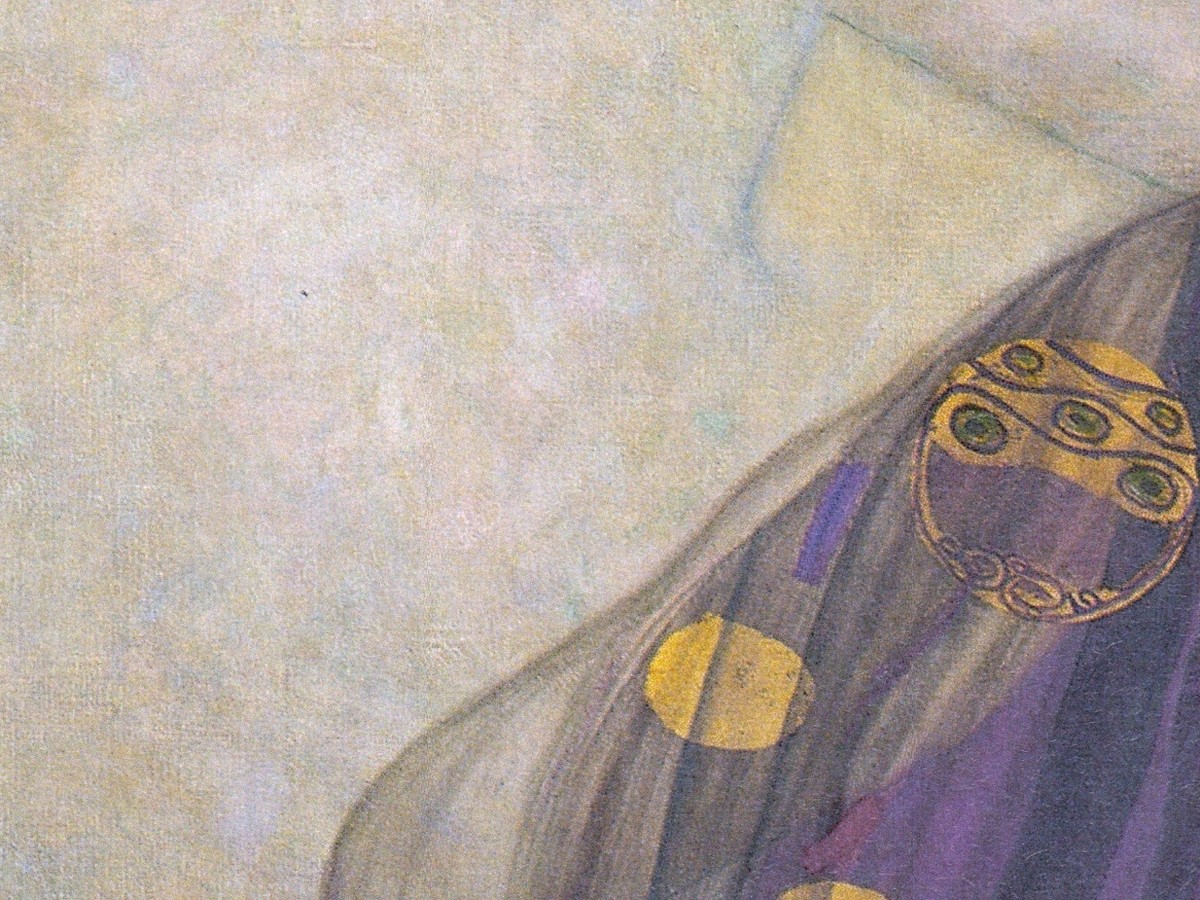 グスタフ・クリムト「ダナエ」(1907〜08年頃)詳細——膝を抱え込んだ脚部の曲線