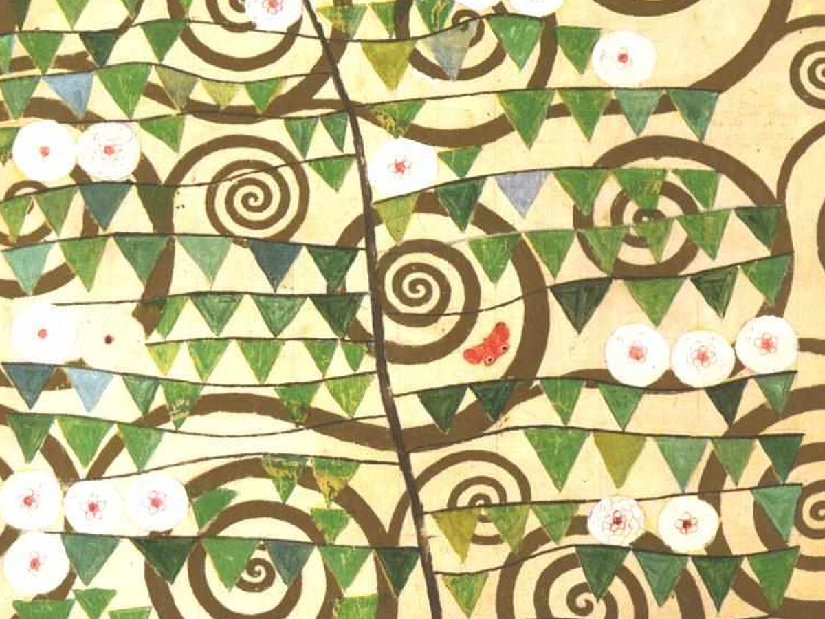 グスタフ・クリムト「生命の樹」（1905〜1909年）幾何学的な花と葉のモチーフ