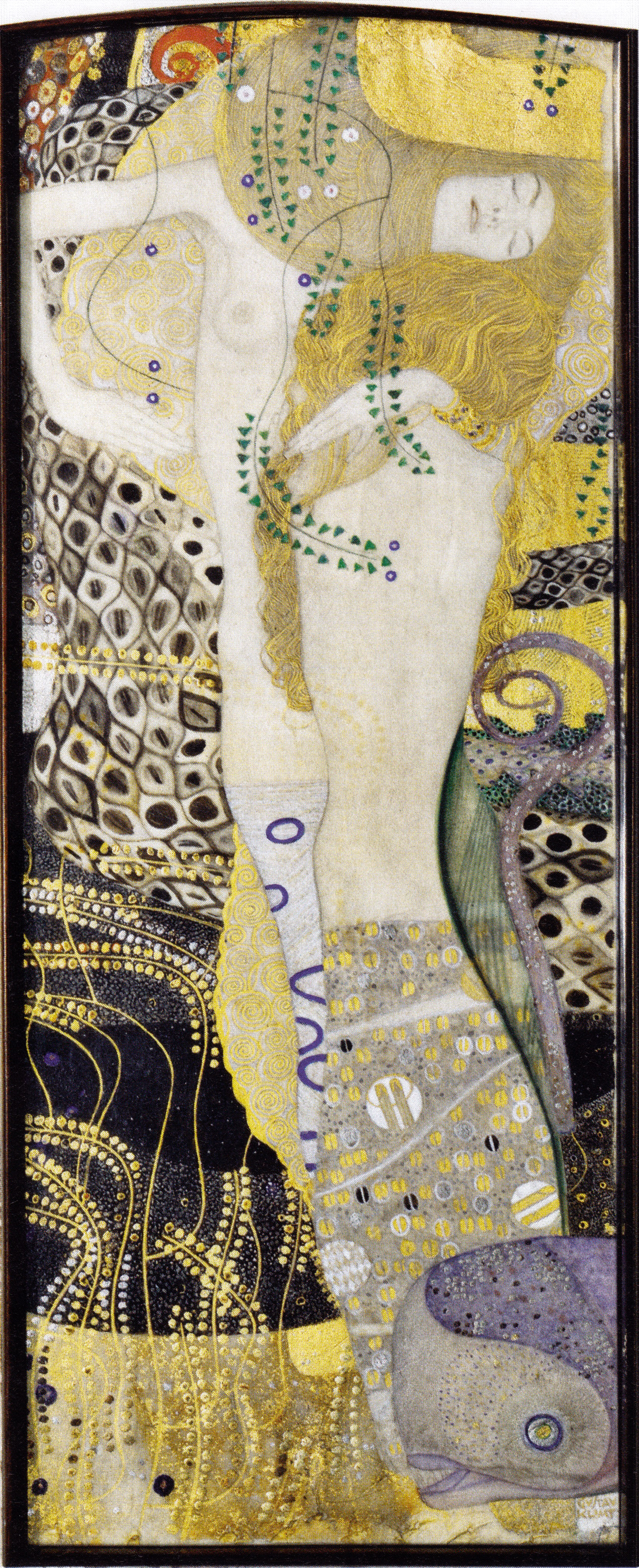グスタフ・クリムト「水蛇I（Wasserschlangen I）」（1904〜07年頃）羊皮紙に混合技法 50×20cm ウィーン・ベルヴェデーレ宮殿美術館所蔵