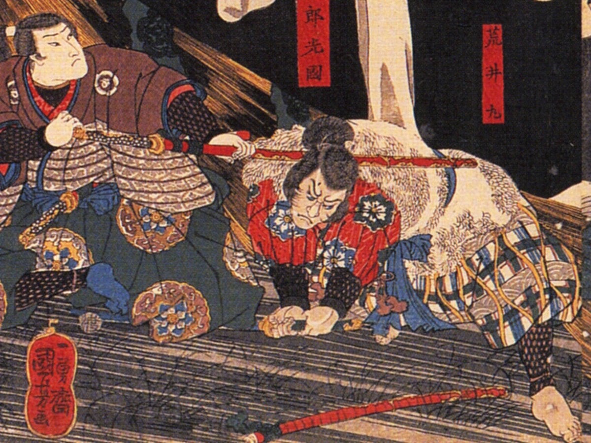 歌川国芳「相馬の古内裏」（1844年頃）武者たちの表情のディテール