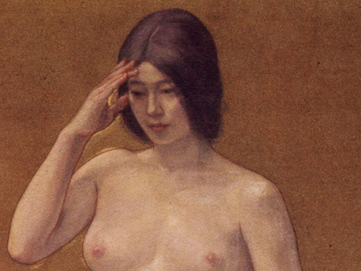 黒田清輝「智・感・情」「情」(1897年)——女性の全身と背景のディテール