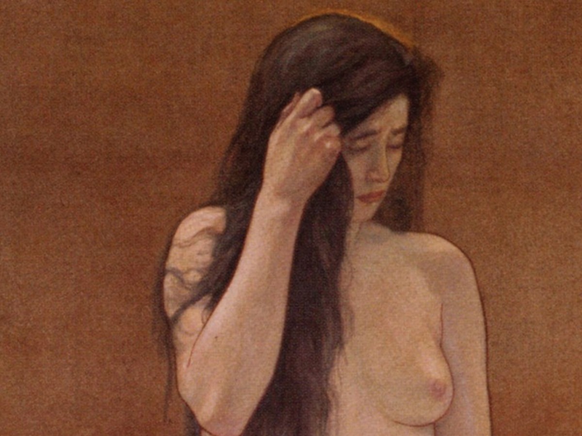 黒田清輝「智・感・情」「智」(1897年)——女性の上半身と顔のディテール