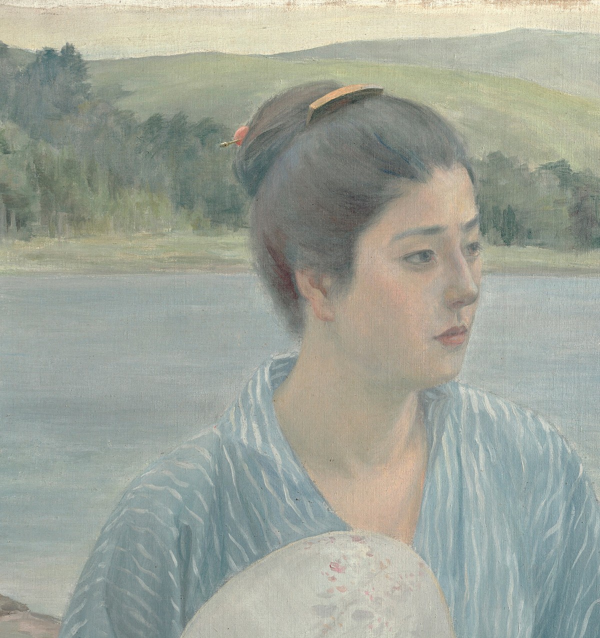 黒田清輝「湖畔」（1897年）女性の顔と上半身のディテール——東京国立博物館所蔵