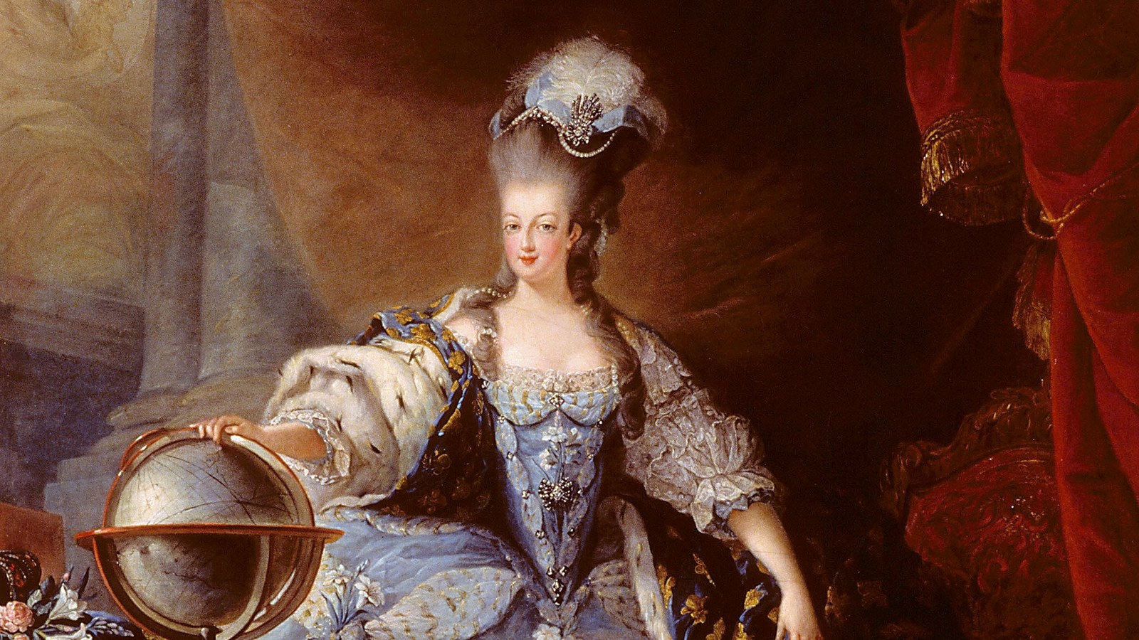 ゴーティエ=ダゴティ「マリー・アントワネットの肖像」(1775年)。宮廷大礼服姿の王妃