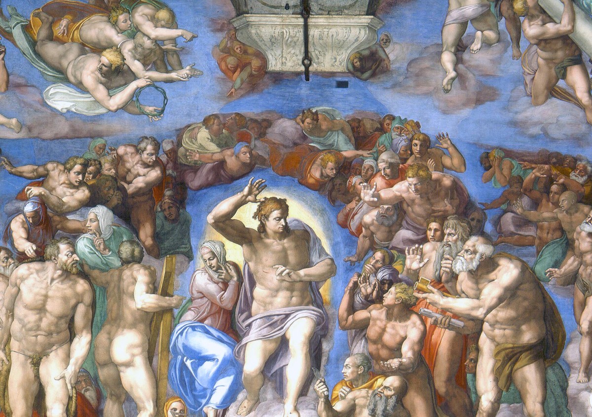 ミケランジェロ「最後の審判」(1536〜1541年)——キリストが裁きを下す中央部ディテール