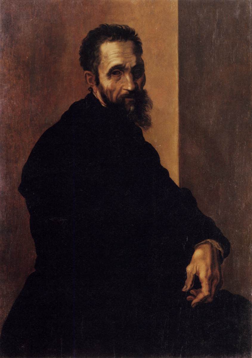 ヤコピーノ・デル・コンテ「ミケランジェロの肖像」(1535年頃)フィレンツェ・カーサ・ブオナローティ所蔵