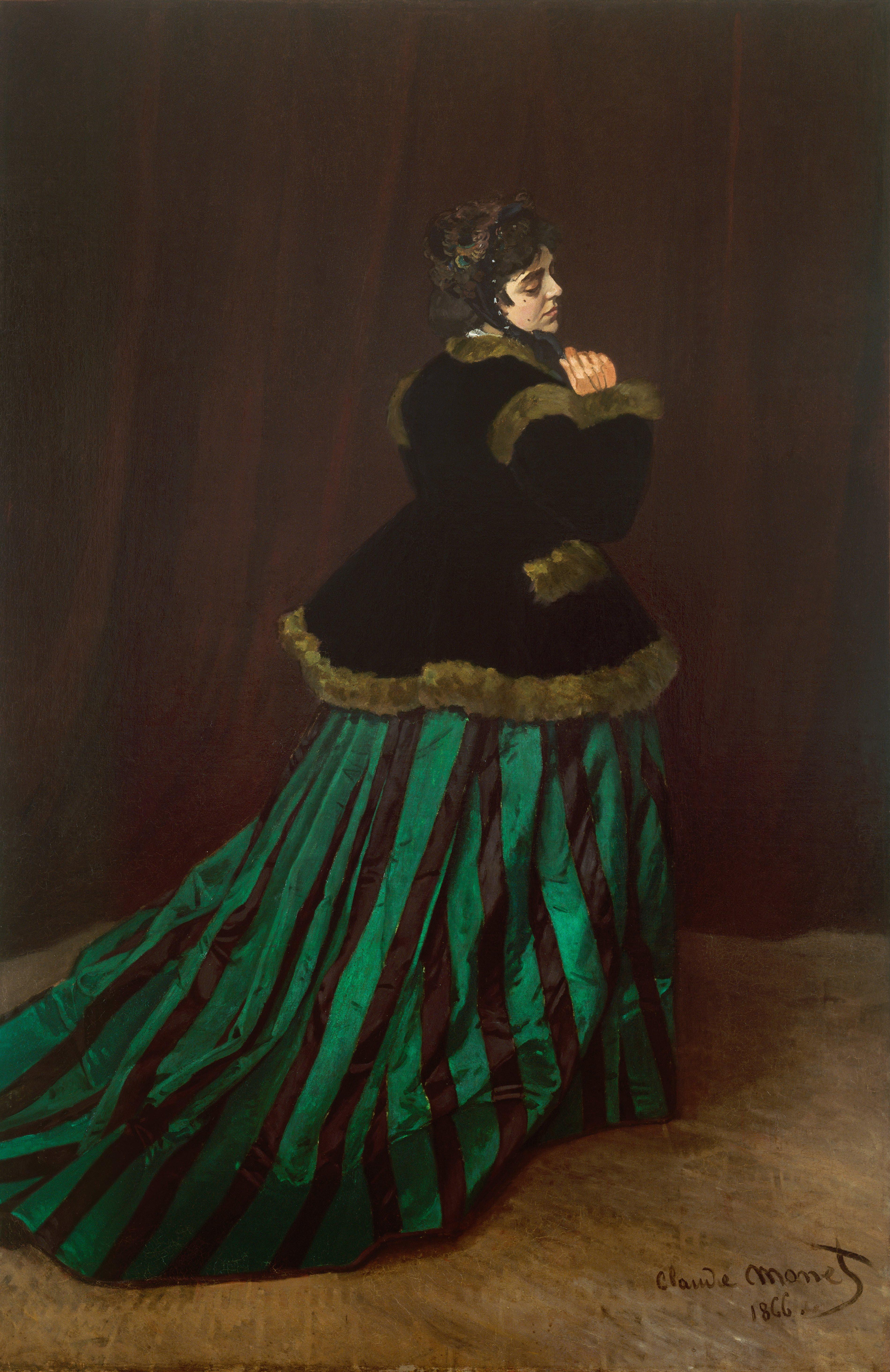 クロード・モネ「緑衣の女（カミーユ）」（1866年）ブレーメン美術館所蔵