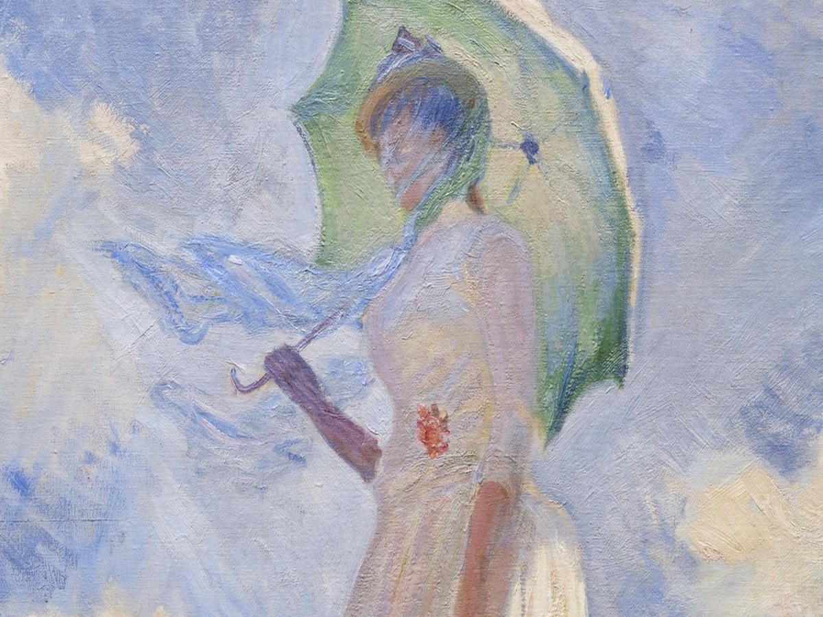 クロード・モネ「左を向いた日傘の女」(1886年)顔のディテール