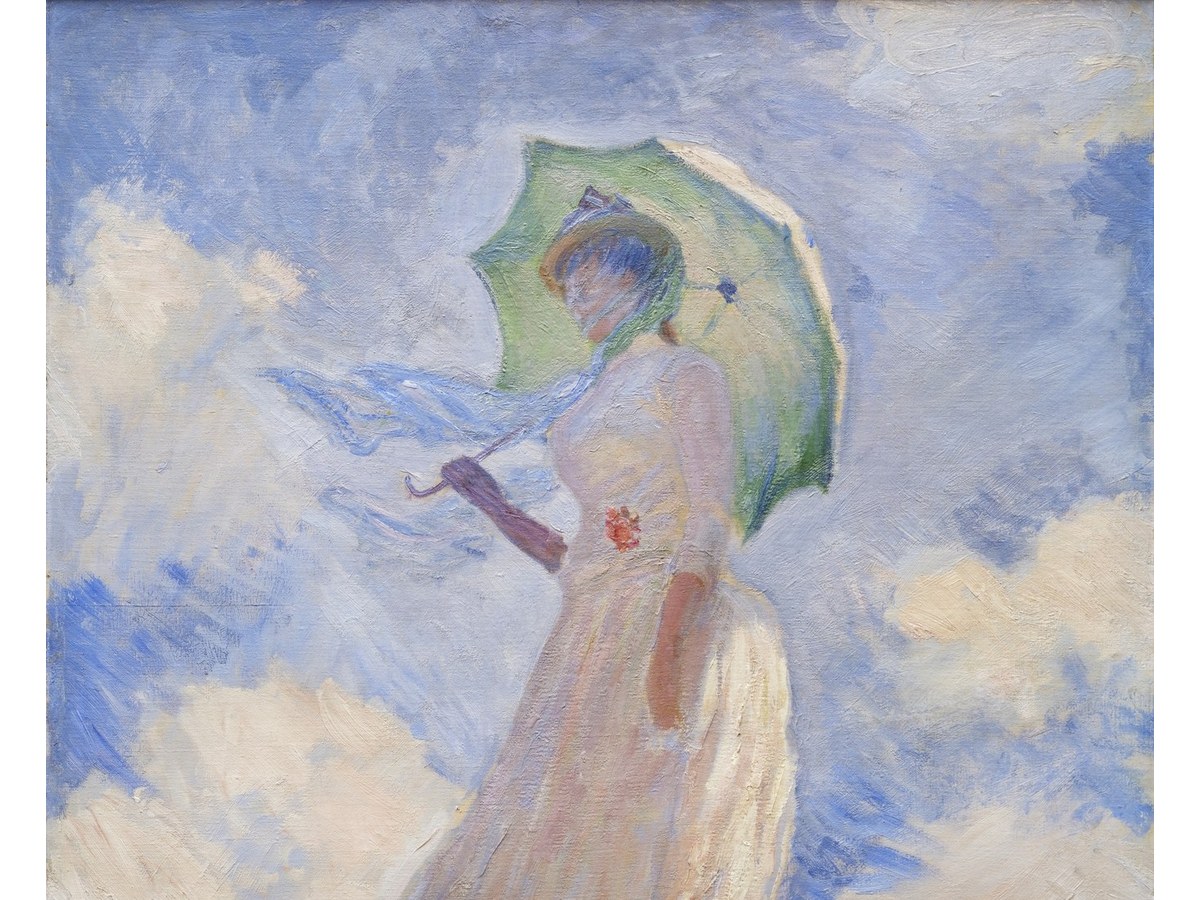 クロード・モネ「左を向いた日傘の女」(1886年)オルセー美術館所蔵——上半身のディテール