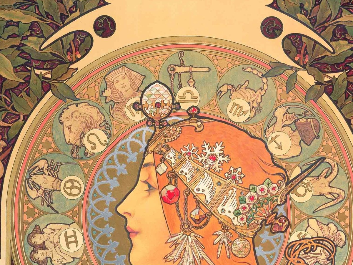 アルフォンス・ミュシャ「黄道十二宮」(1896年)——星座メダリオンのディテール