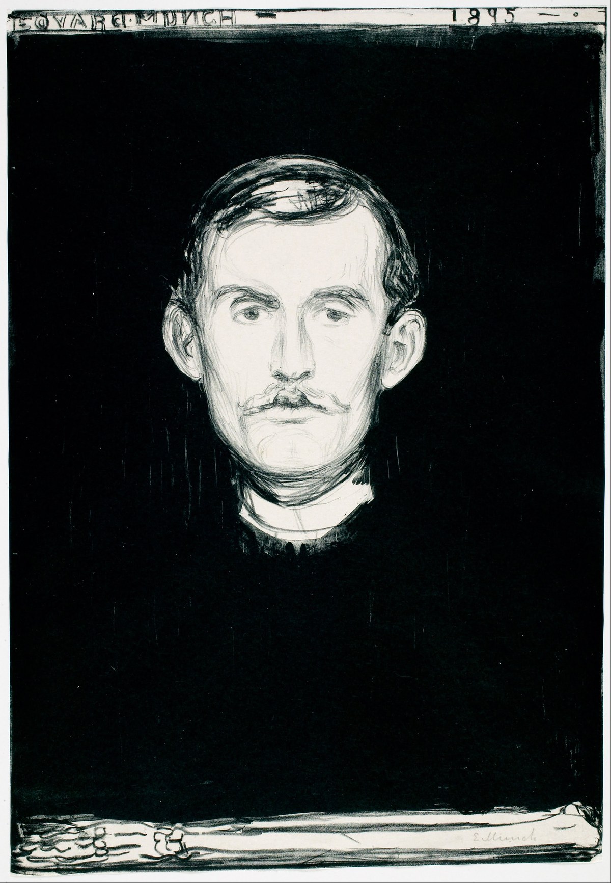 エドヴァルド・ムンク「自画像」(1895年、石版画)ムンク美術館所蔵