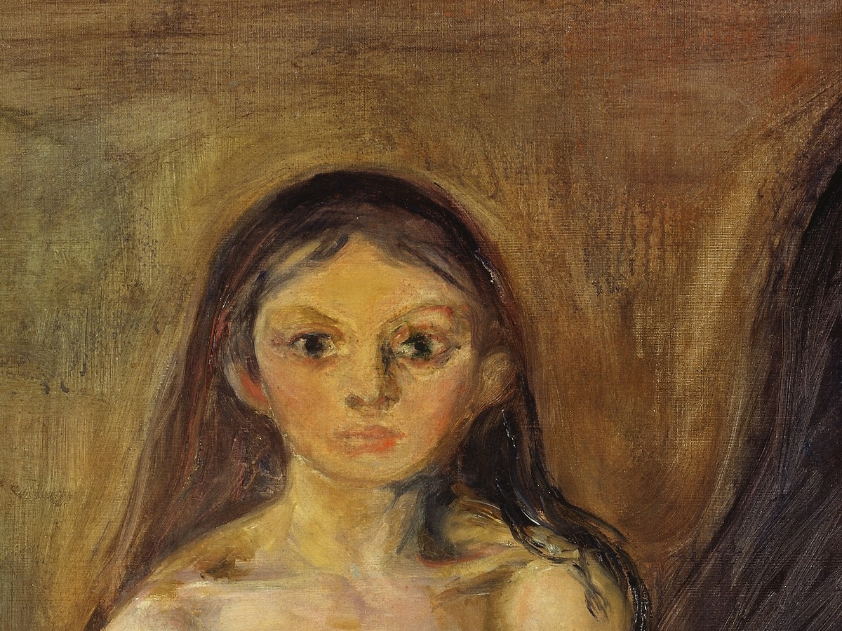 エドヴァルド・ムンク「思春期」(1894〜95年)——少女の顔と見開いた目のディテール