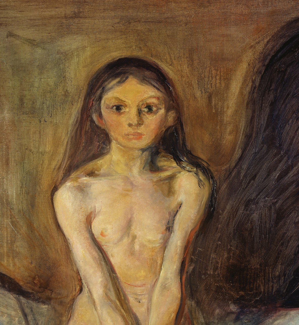 エドヴァルド・ムンク「思春期」(1894〜95年)——少女の顔と目のディテール