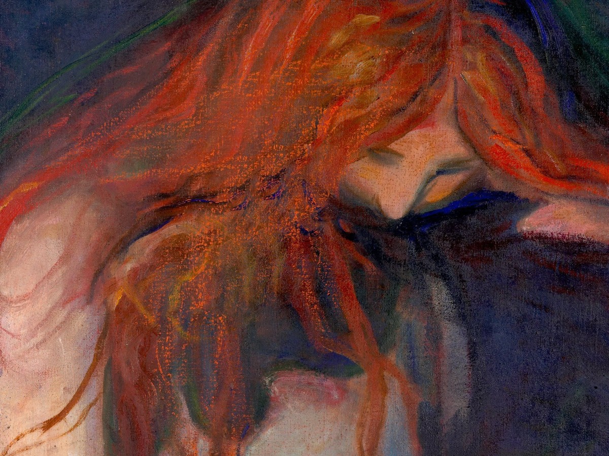 エドヴァルド・ムンク「吸血鬼」（1895年頃）——女性の顔と男性の首のディテール