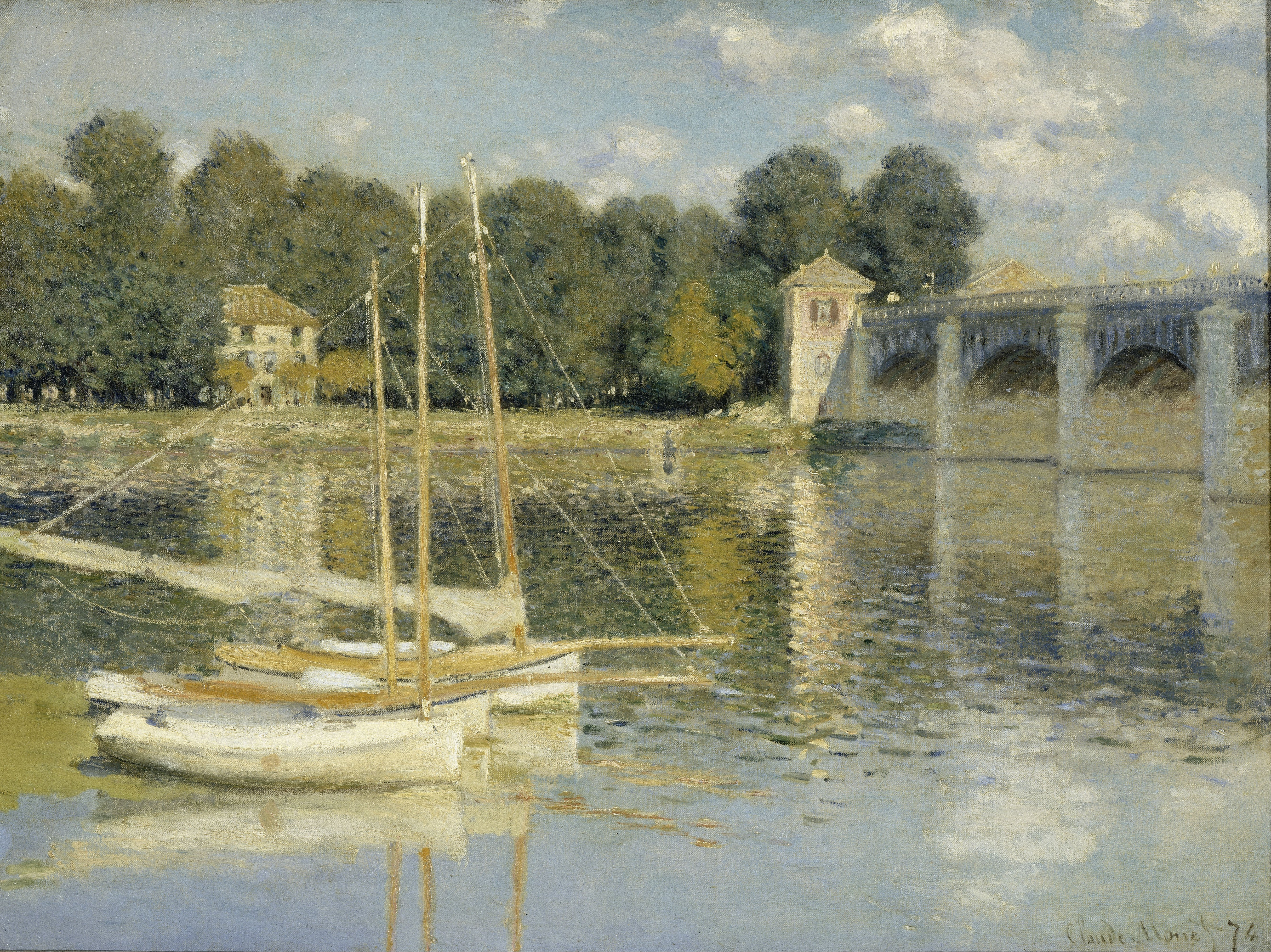 クロード・モネ「アルジャントゥイユの橋」（1874年）オルセー美術館所蔵——印象派初期の水辺の風景