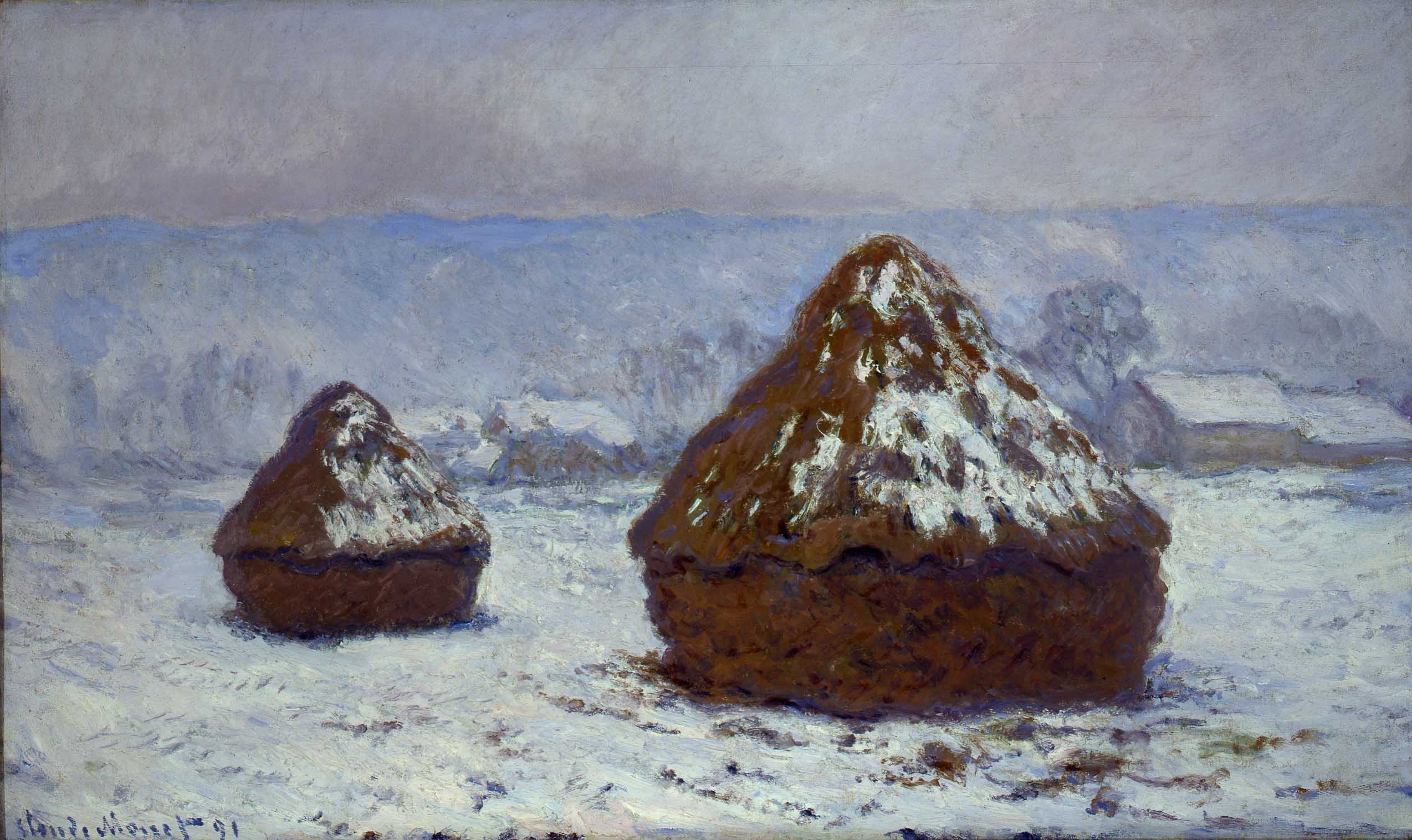 クロード・モネ「積みわら(雪の効果、曇り空)」(1891年)国立西洋美術館所蔵