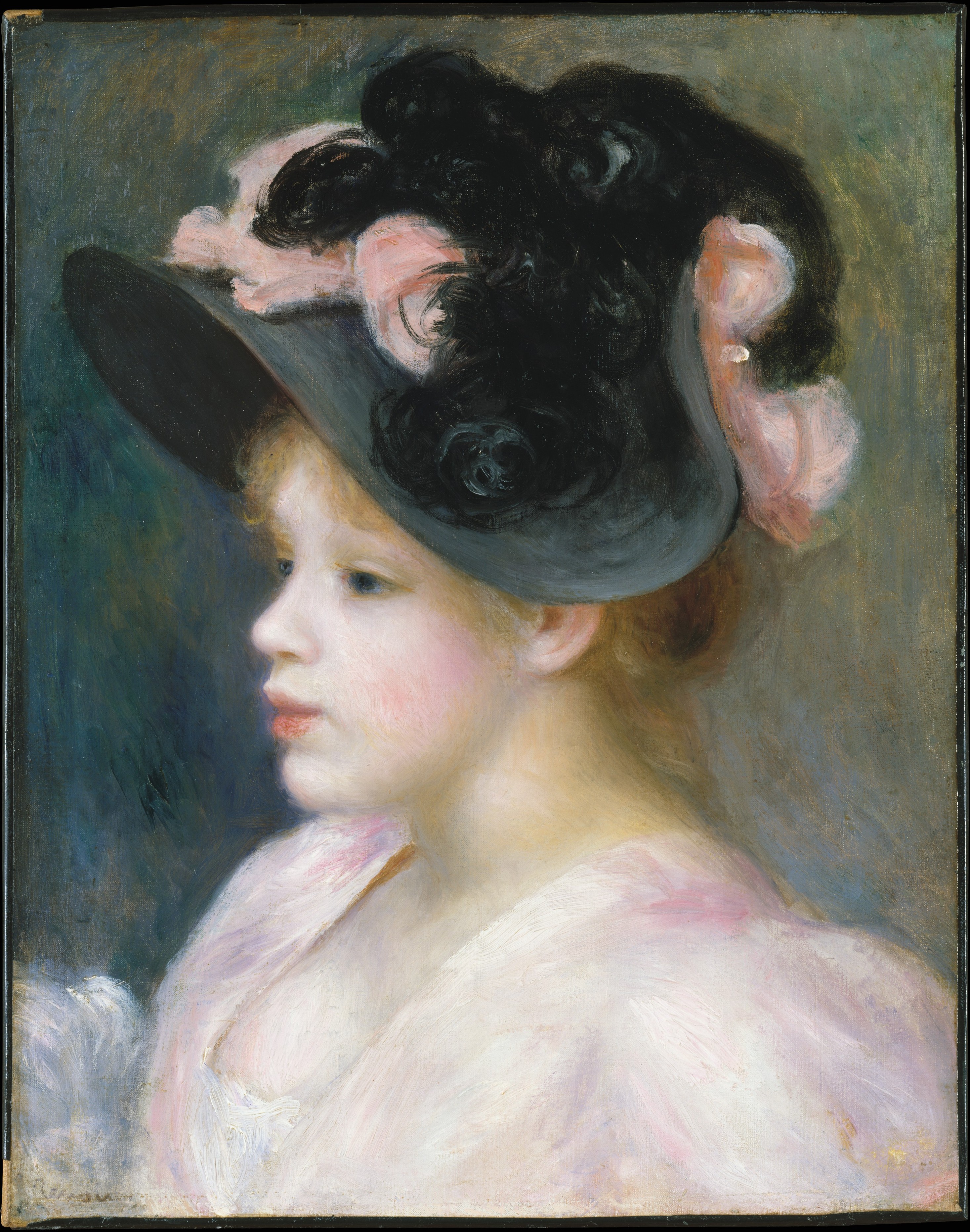 ピエール=オーギュスト・ルノワール「ピンクと黒の帽子の少女」(1891年頃)メトロポリタン美術館所蔵
